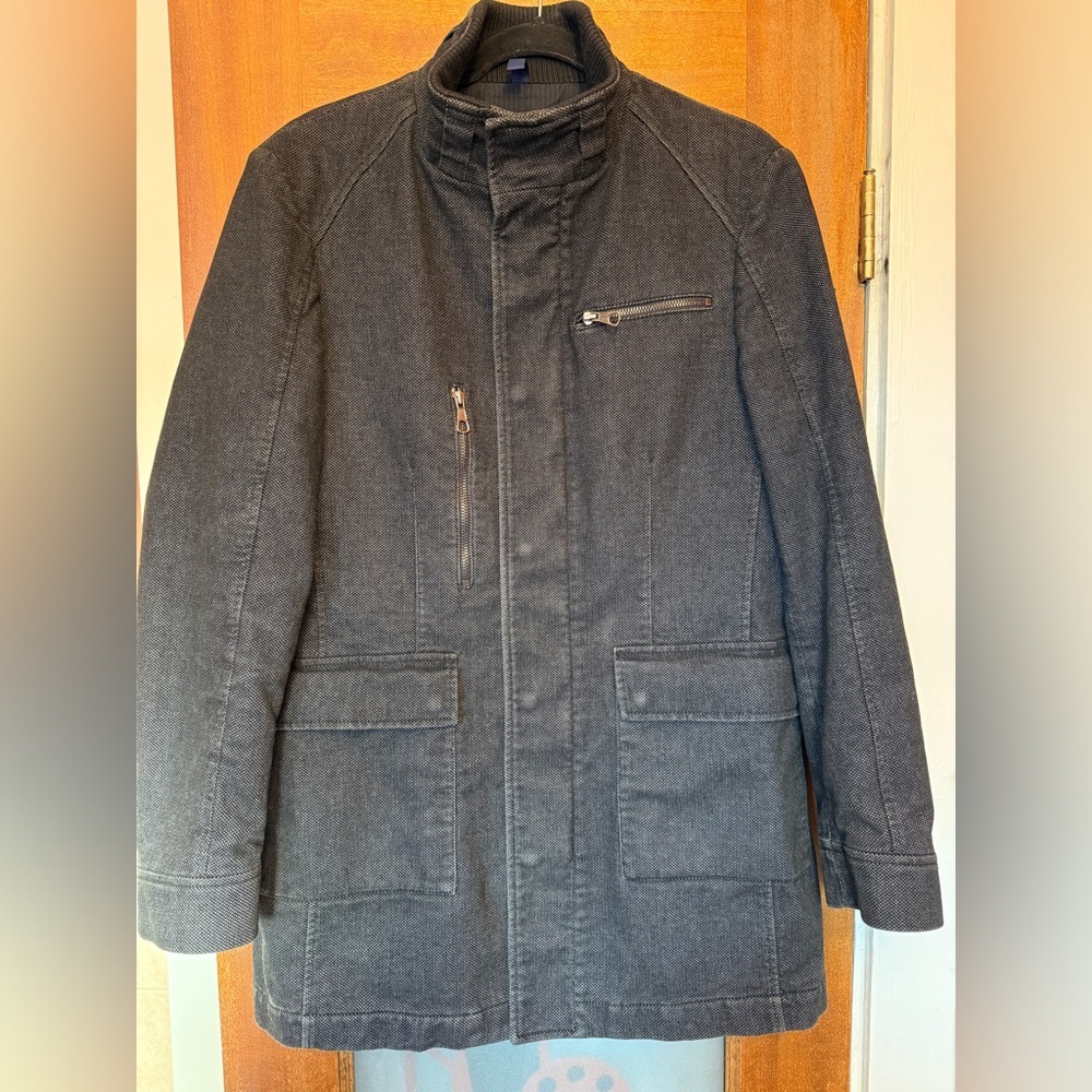 John Barritt Black Tweed Lined Mens Car Coat